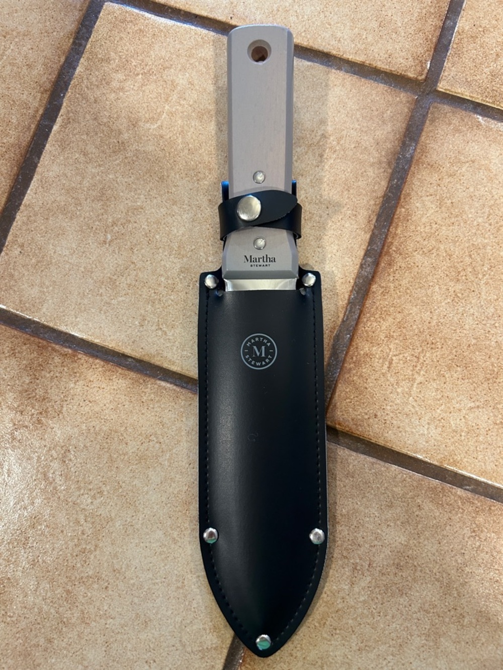 Martha Stewart Black Sheath Garden Knife with Light Wood Handle
